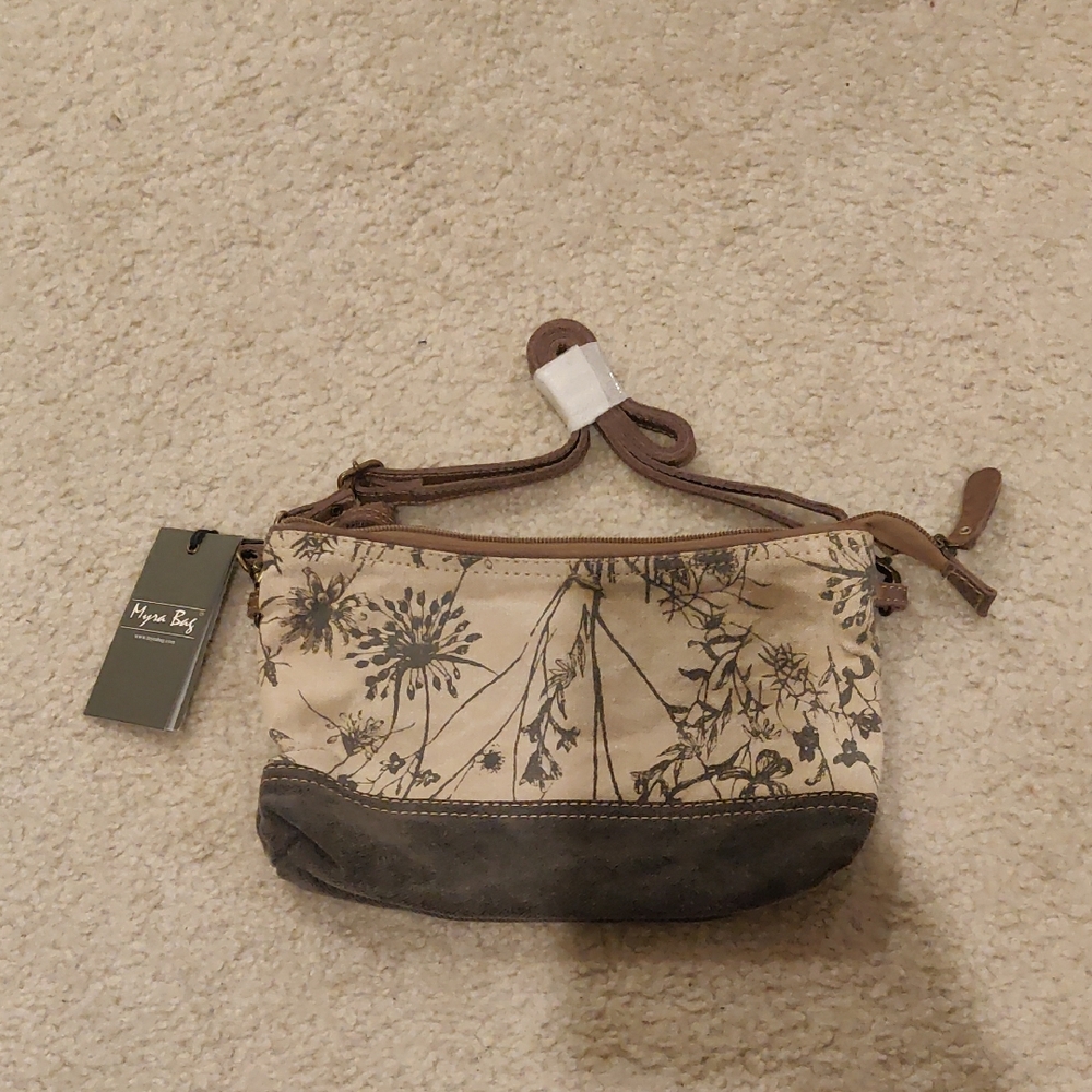 New!MYRA Florals Prints Canvas Y2K Convertible Crossbody Bag/ Wristlet Vintage